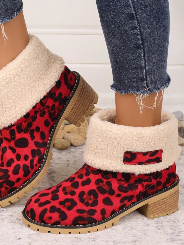 Leopard Print Heels Boots