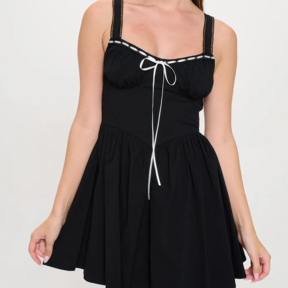 Front Ribbon Tie Bustier Dress