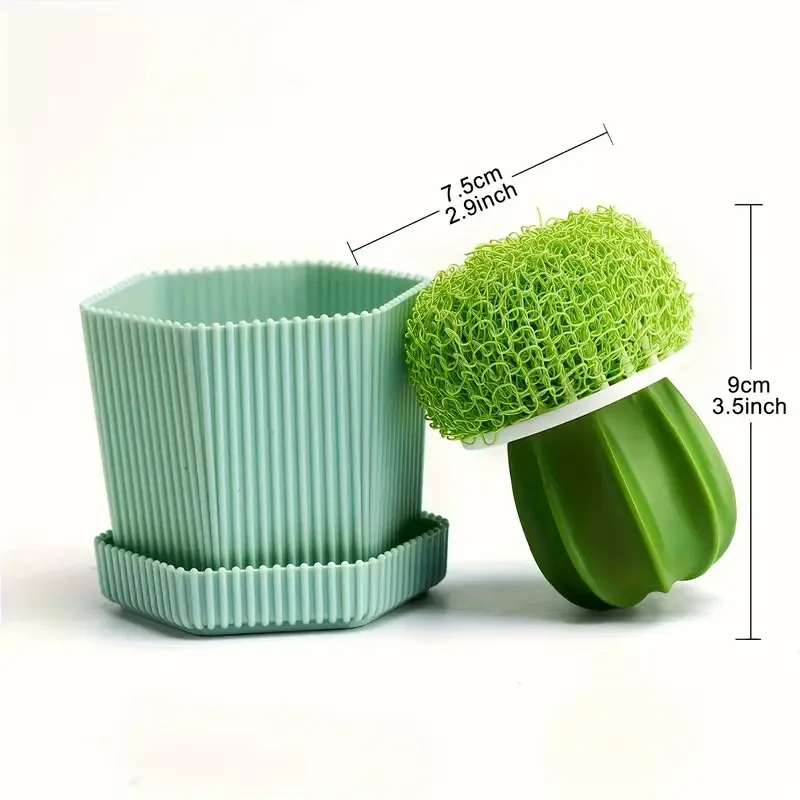 Two Soft-Bristled Cactus-Themed Non-Electric Dishwashing Brushes