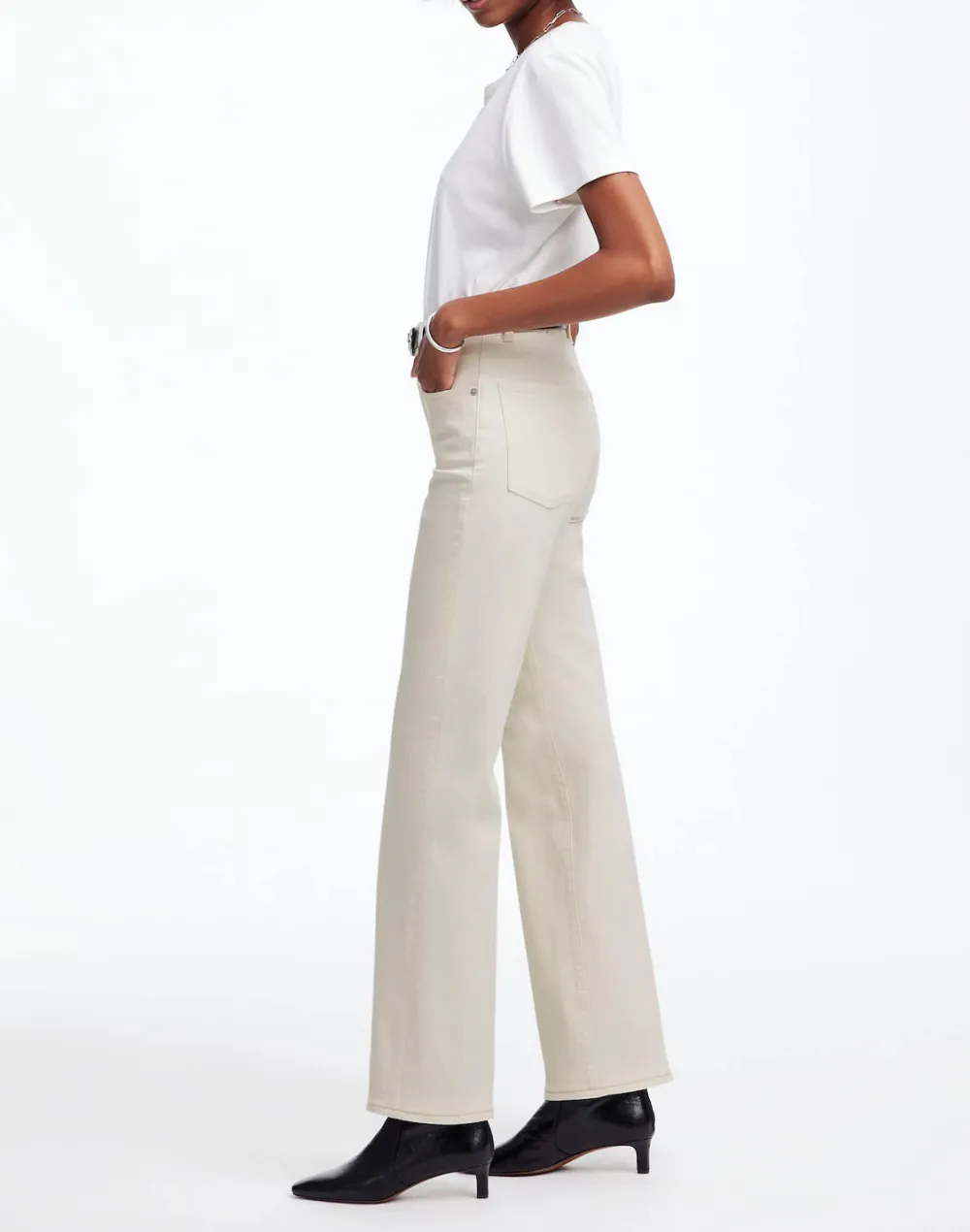 Relaxed Bootcut Jeans In Vintage Ivory Wash