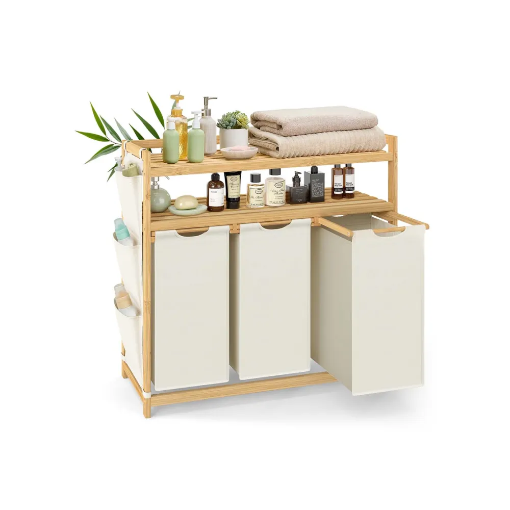 Shelved Divided Pocketed Laundry Storage Hamper