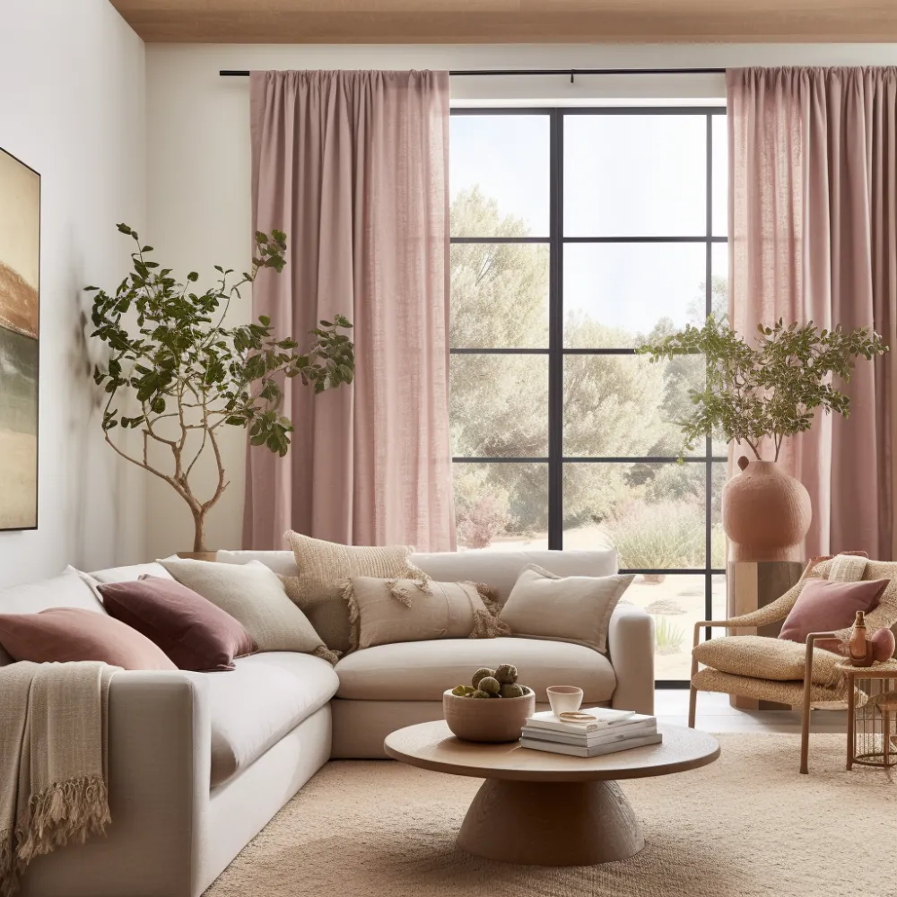 Rod Pocket Lined Linen Curtain