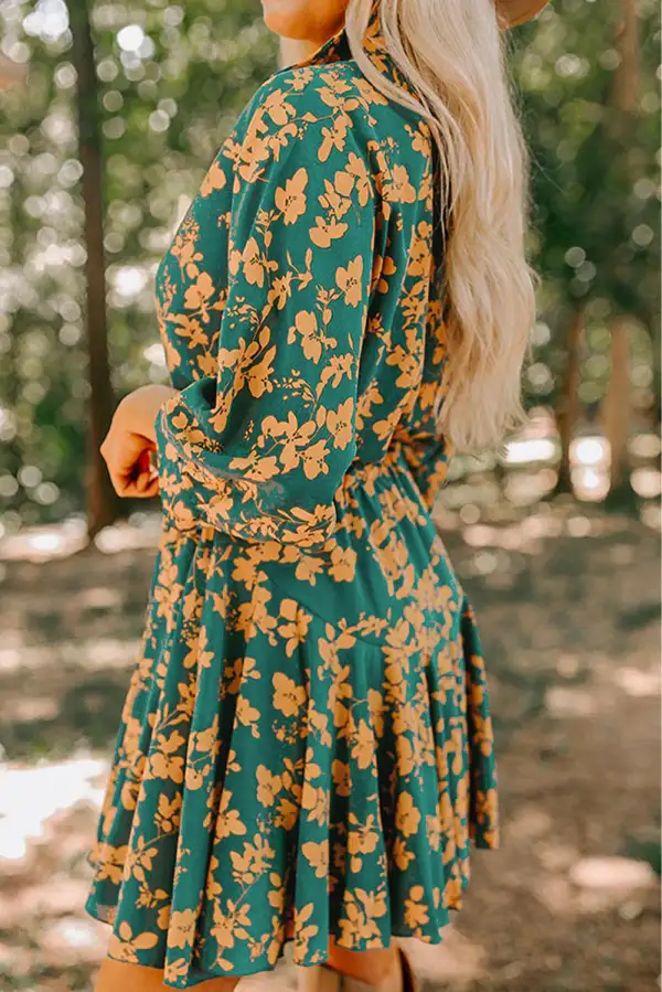Floral Drawstring Tunic Mini Dress
