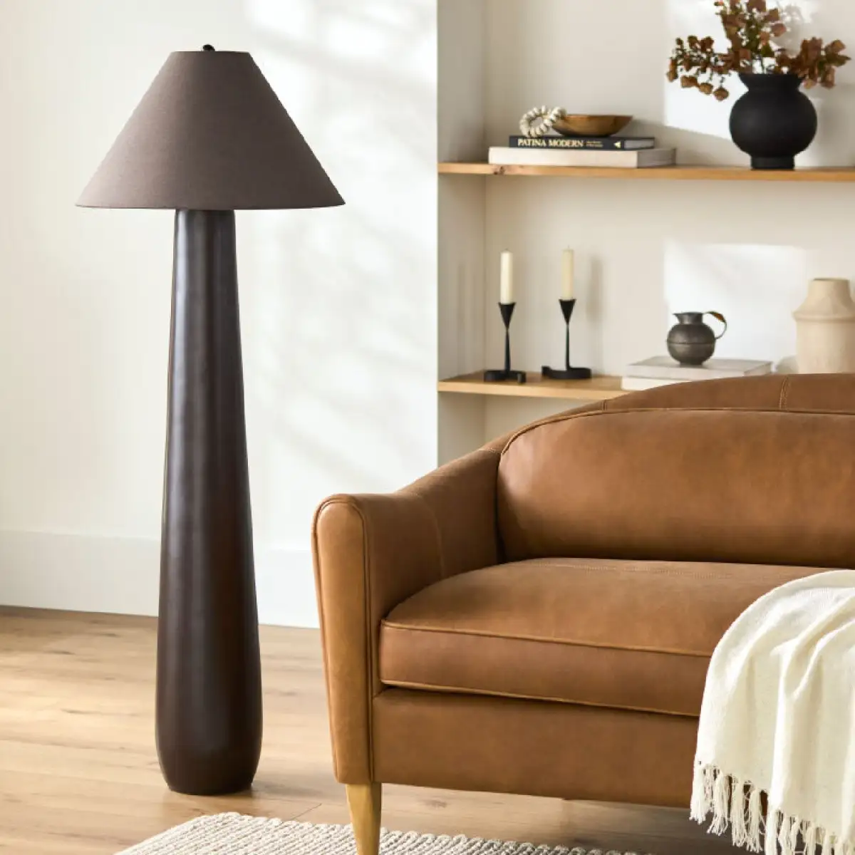 Clean-Line Linen-Shade Floor Lamp