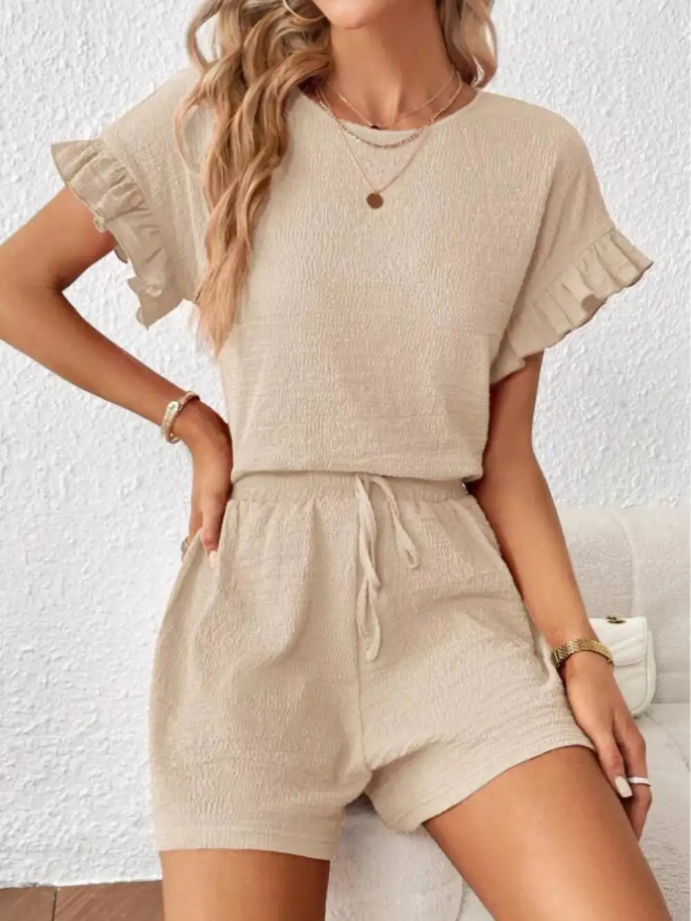 Round Neck Tee Shorts Set