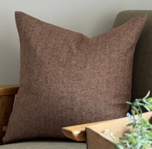 Herringbone Stonewashed-Linen Decorative Cushion