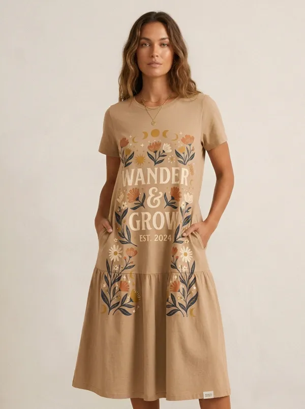 Boho Wander And Grow Floral Moon Dress