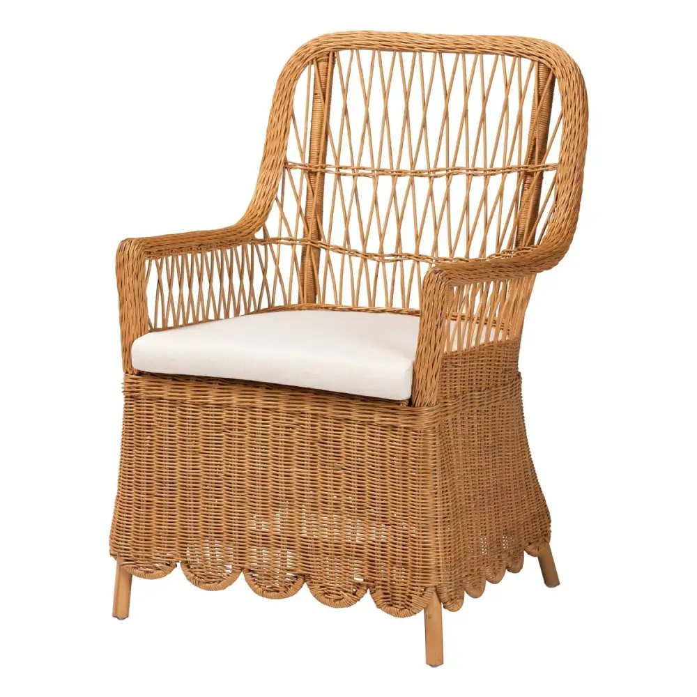 Scalloped Rattan Accent Chair