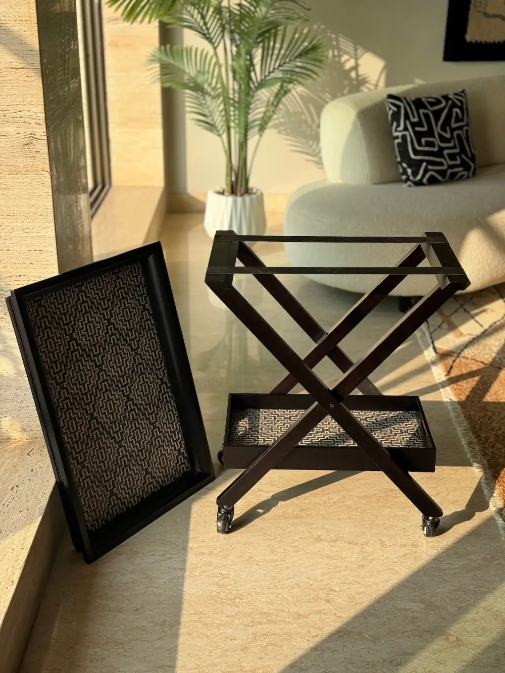Noir Black Cane Butler Trolley