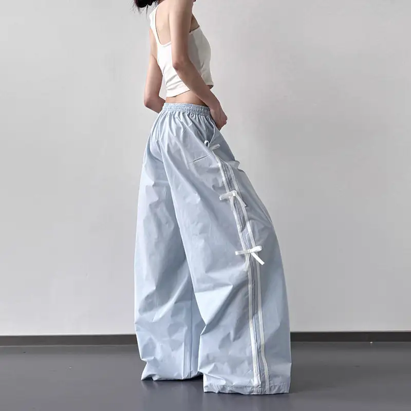 Women's Wide Leg Loose Fit Bow Detail Pants