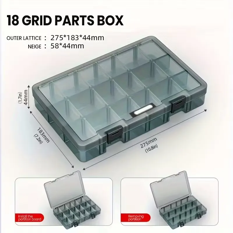 Transparent Multi-Compartment Parts Box