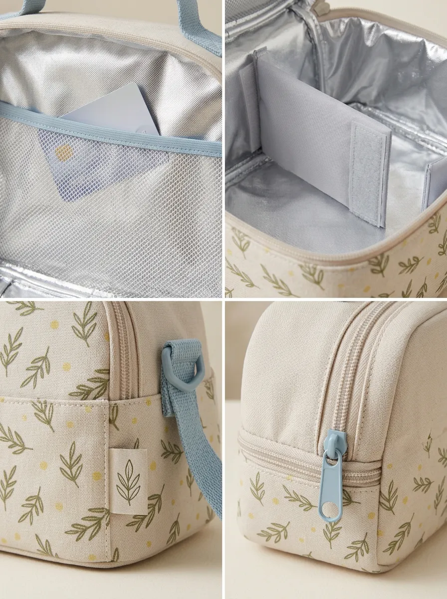 Botanical Leaf Pattern Insulated Printed Lunch Bag