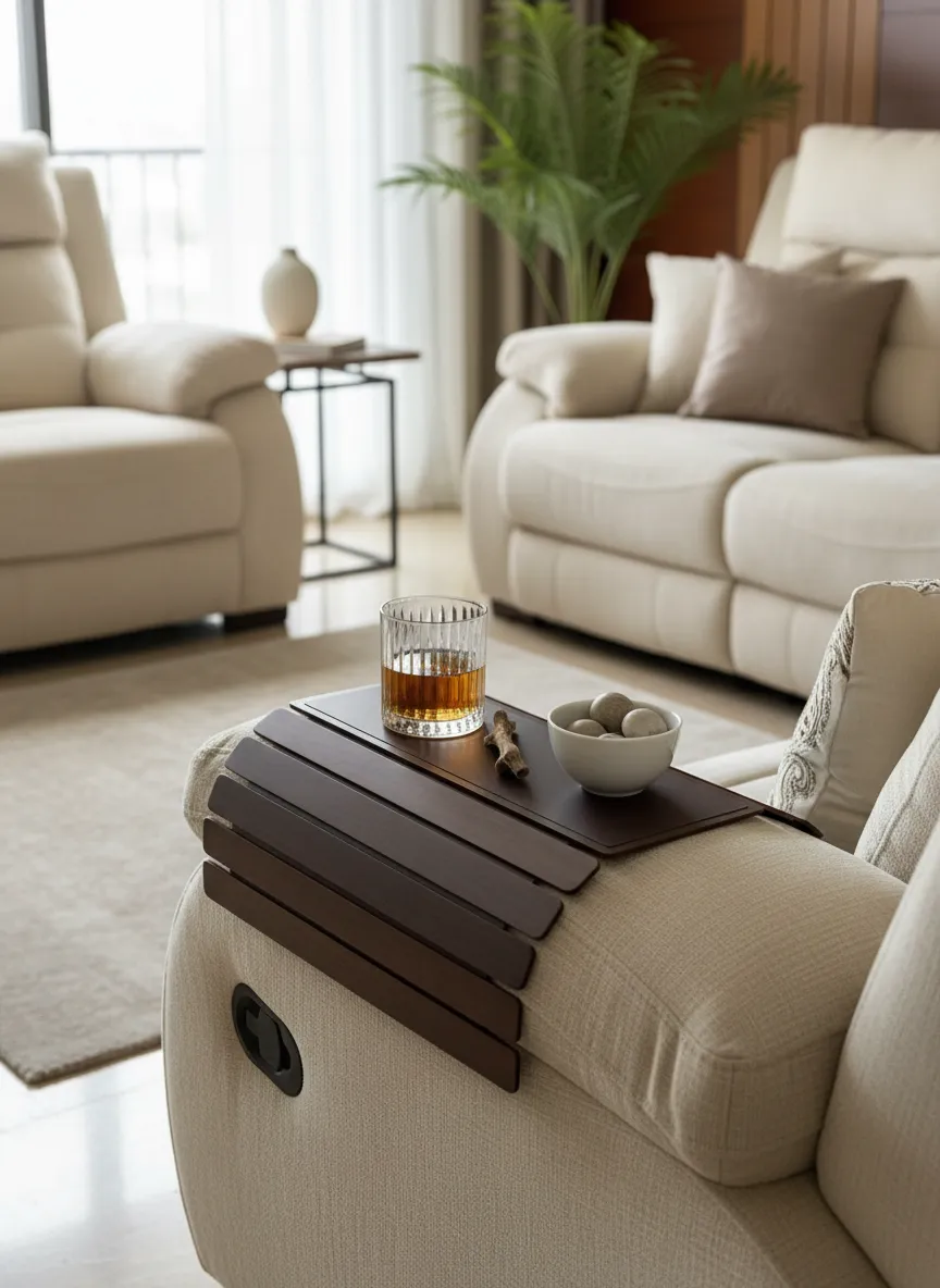 Elm Sofa Armrest Tray Dark Brown