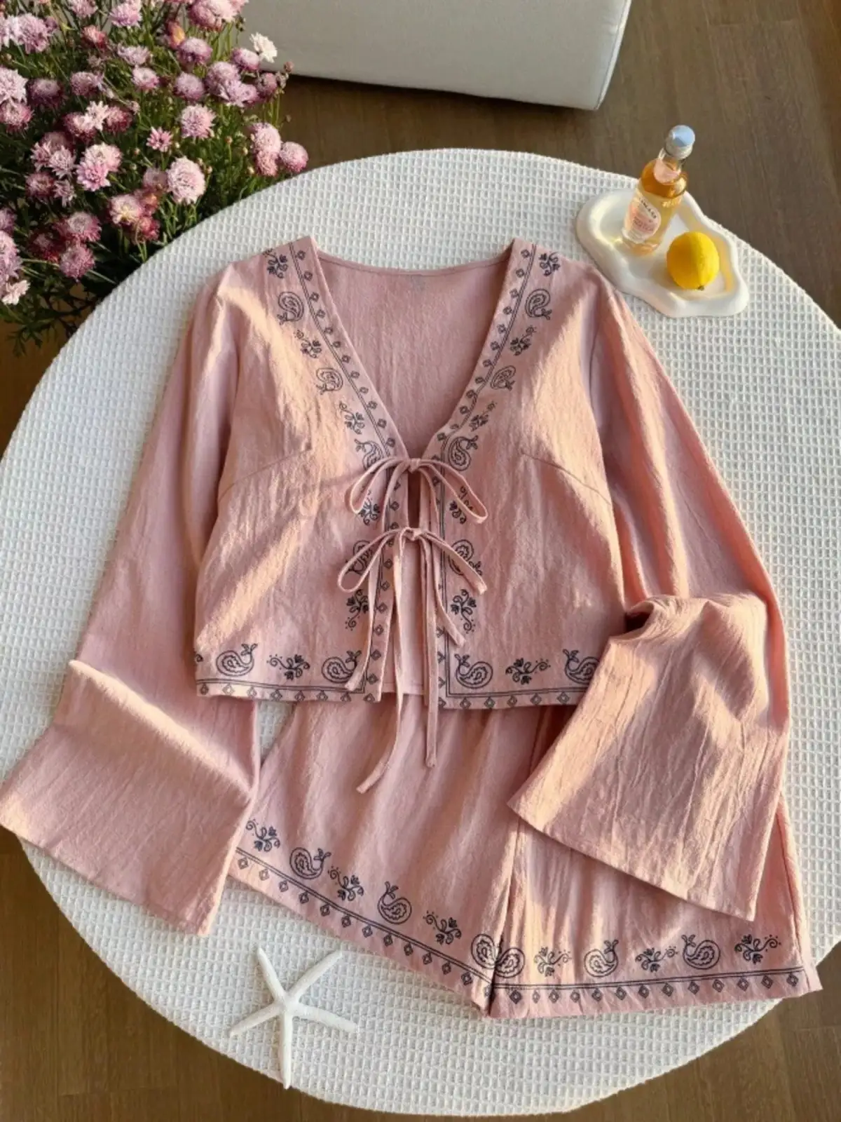 Pocketed Cotton Top and Shorts Matching Set