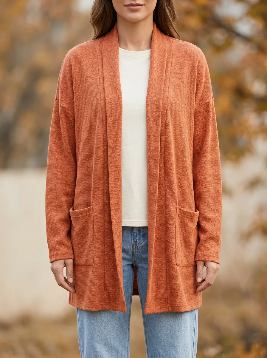 Botanical Open-Front Knit Cardigan