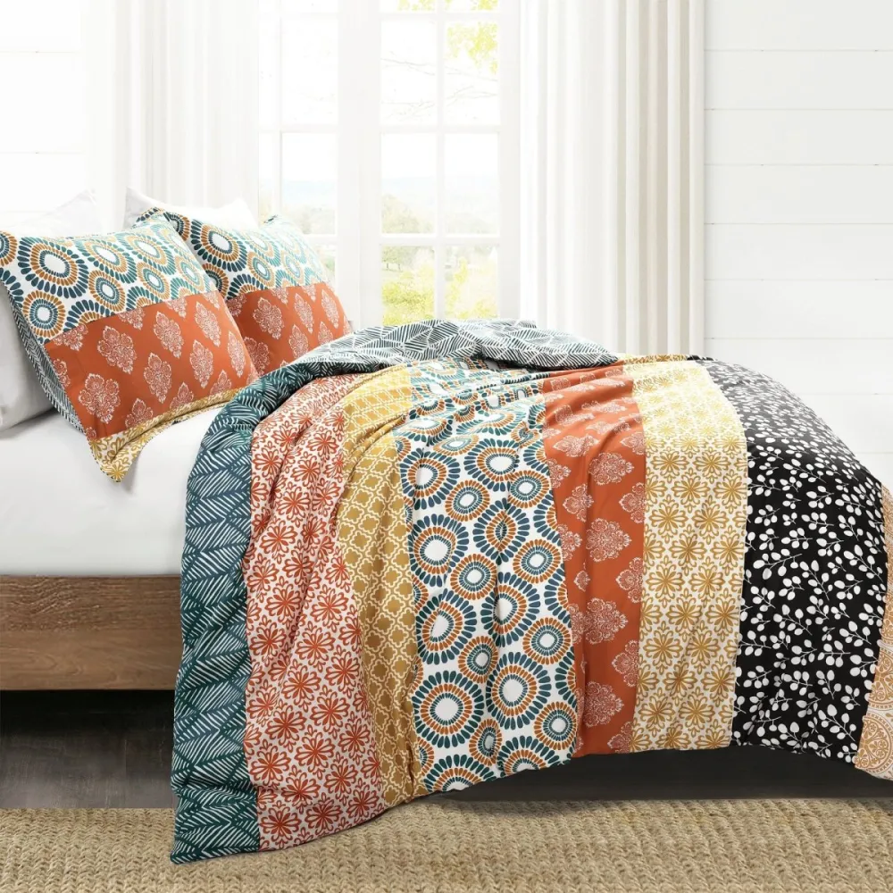Cotton Striped Bohemian Reversible Duvet Cover Bedding Set