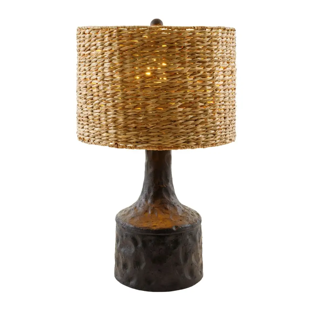 Tan Seagrass Table Lamp