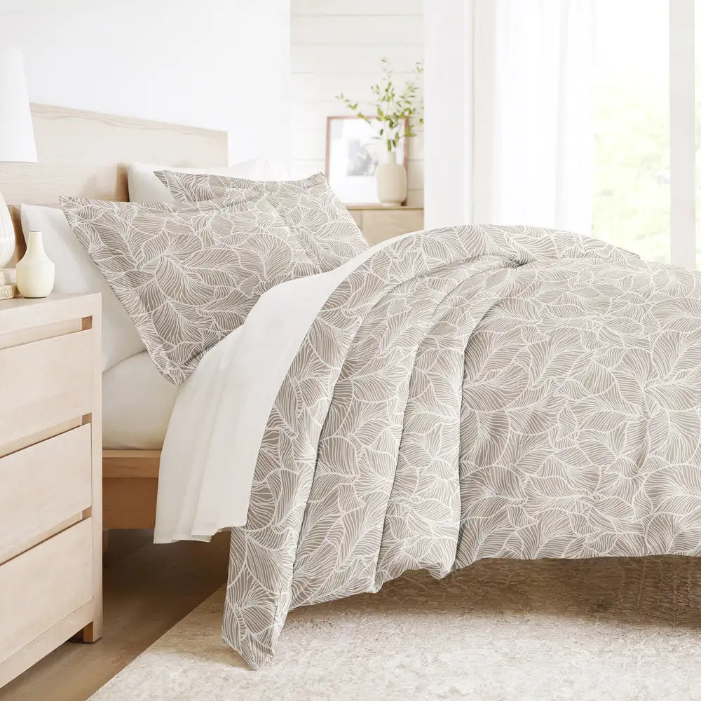 Linear Leaves Pattern Duvet Cover Set