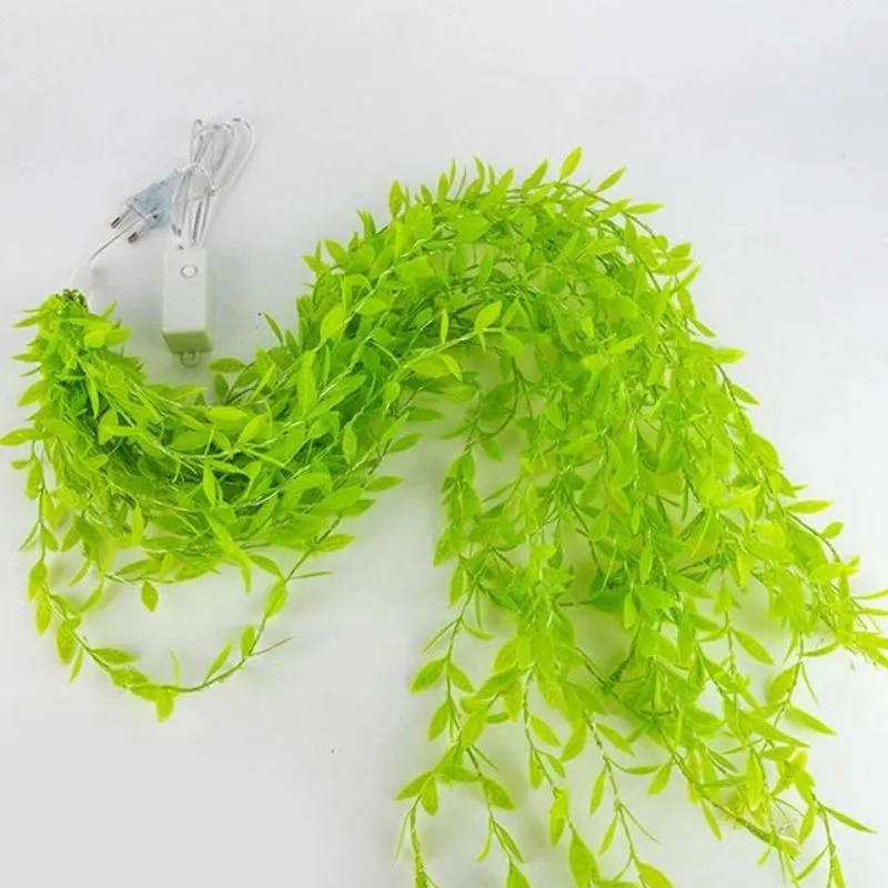 Green Leaf String Lights Artificial Vine Fairy Lights Christmas Fake Plant Rattan Garland Light for Home