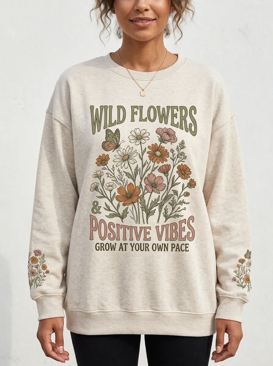 Wildflowers Butterfly Positive Vibes Sweatshirt