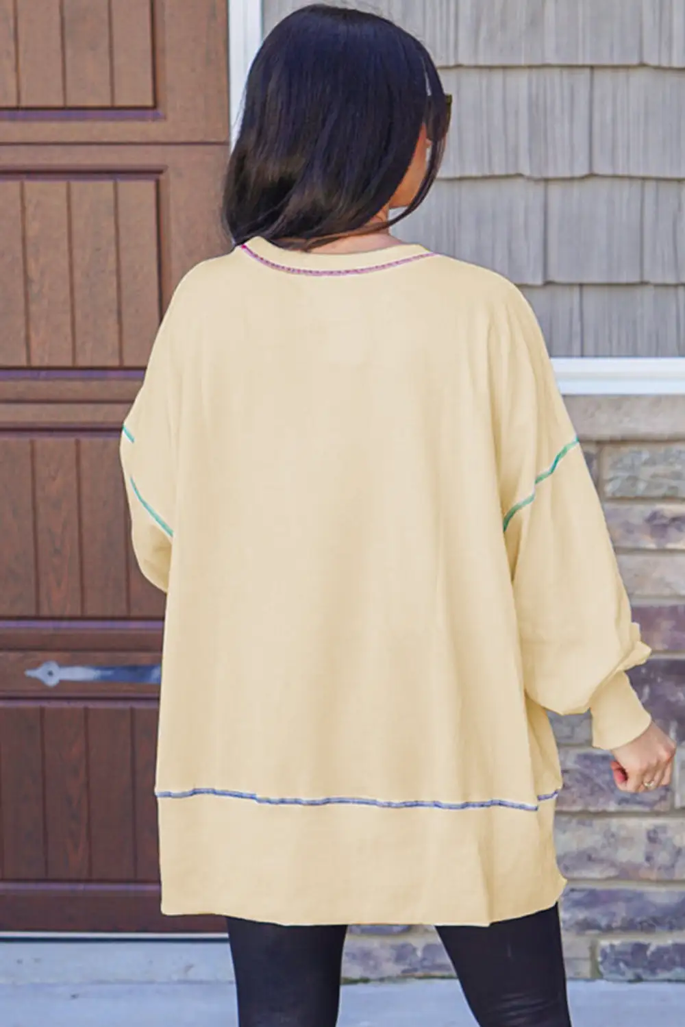 Everyday Contrast Stitching Split Relaxed Sweatshirt