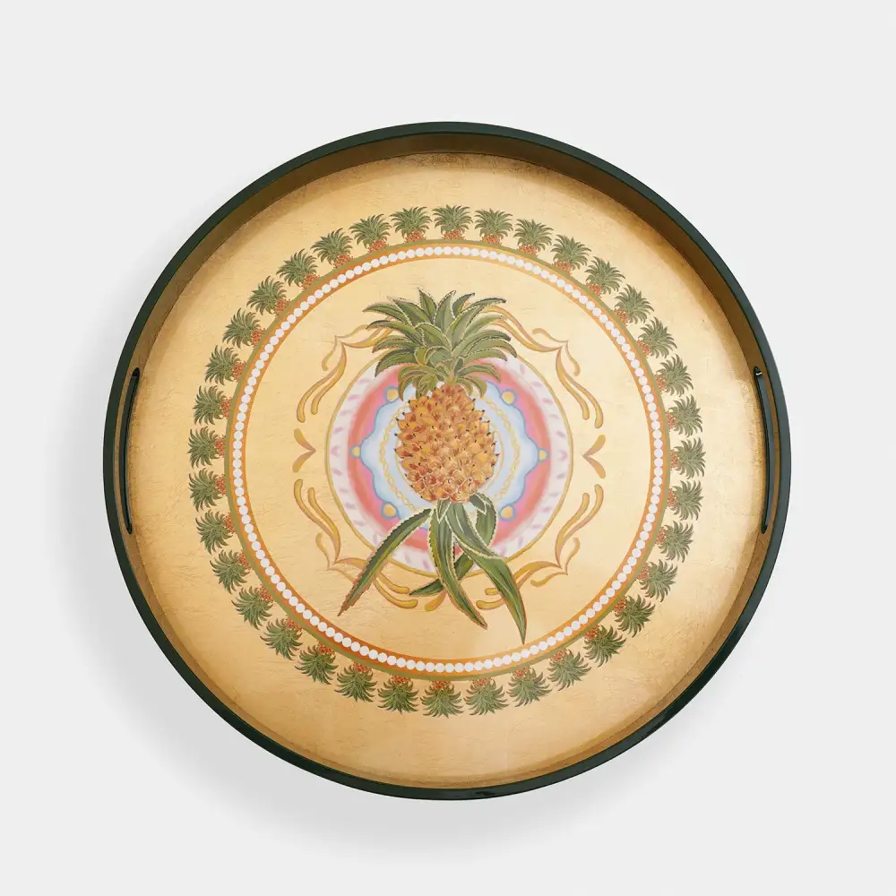 Gold Pineapple Round Serving Tray