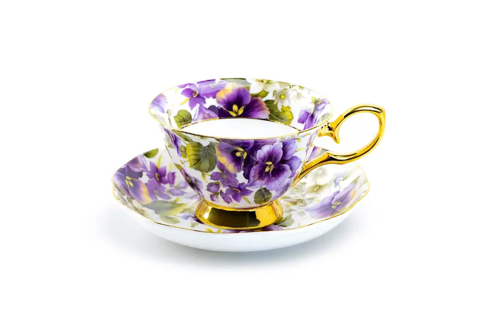 Refined Pansy Bone China Tea Cup And Saucer