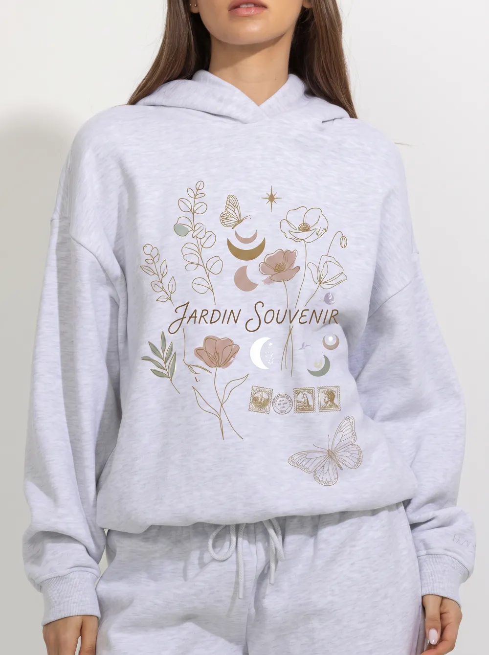 Women's Jardin Souvenir Floral Butterfly Moon Printed Hoodie