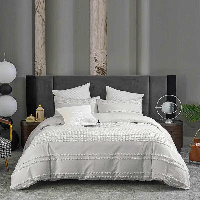 Cotton Tufted Stripe Quilt Cover Set