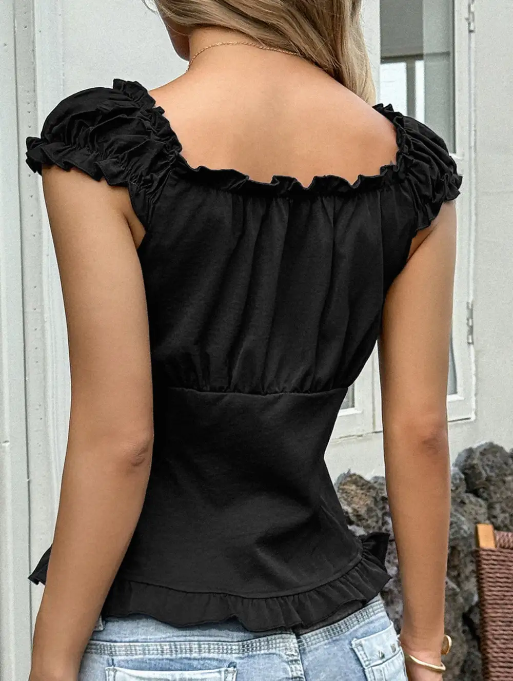 Short Sleeve Ruffled Vest