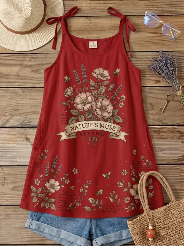 Women's Nature Lover Wildflower Bee Printed Tank Top