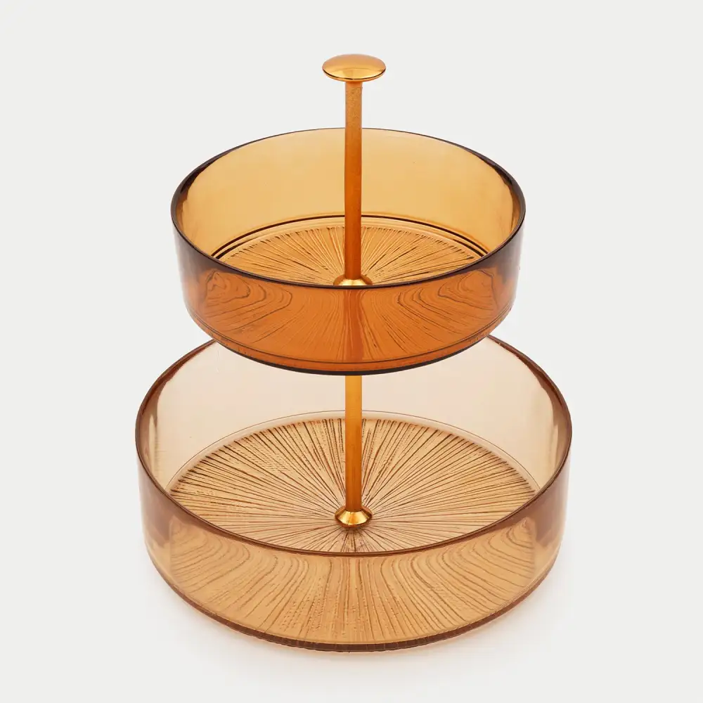 Amber Glass Tiered Cookie Stand