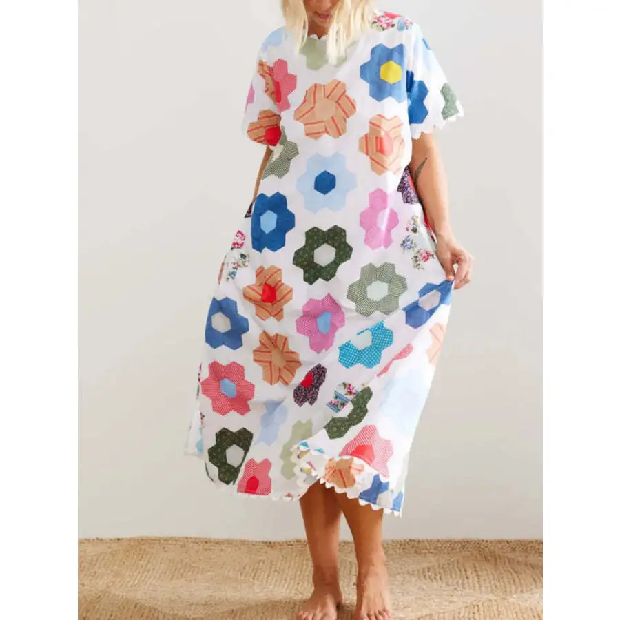 Midi Dress with Scalloped Edges