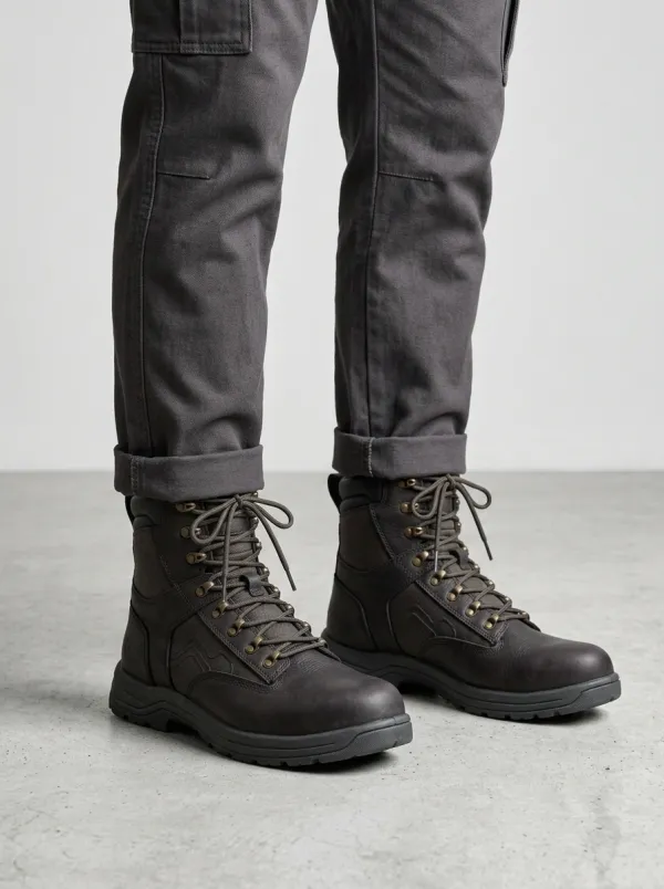 Unisex Outdoor Hiking Leather Print Work Boots