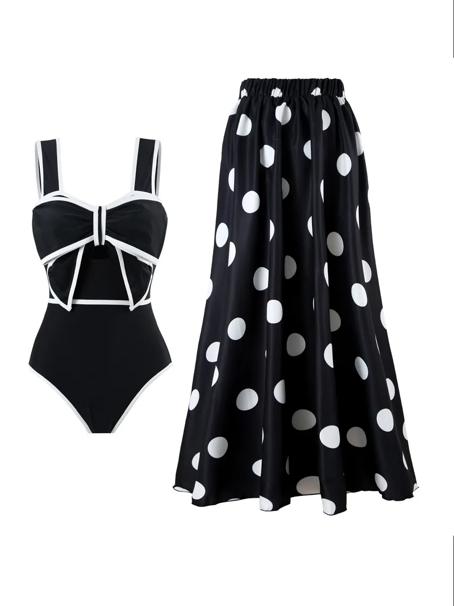 Jade Polka Dot Swimsuit Set