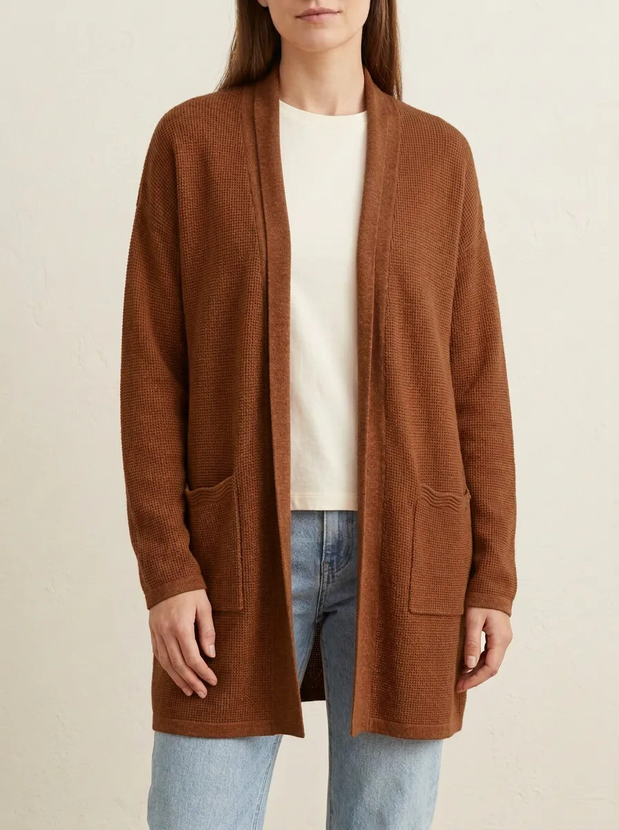 Heritage Waffle-Knit Knit Cardigan