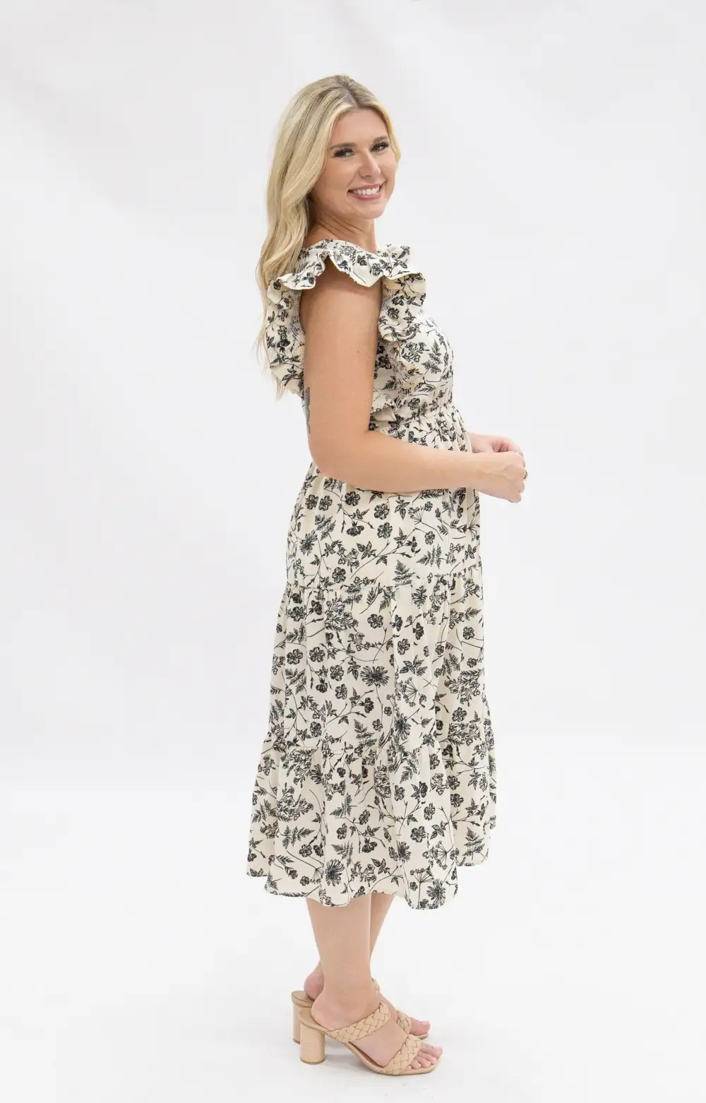 Tiered Floral Midi Dress