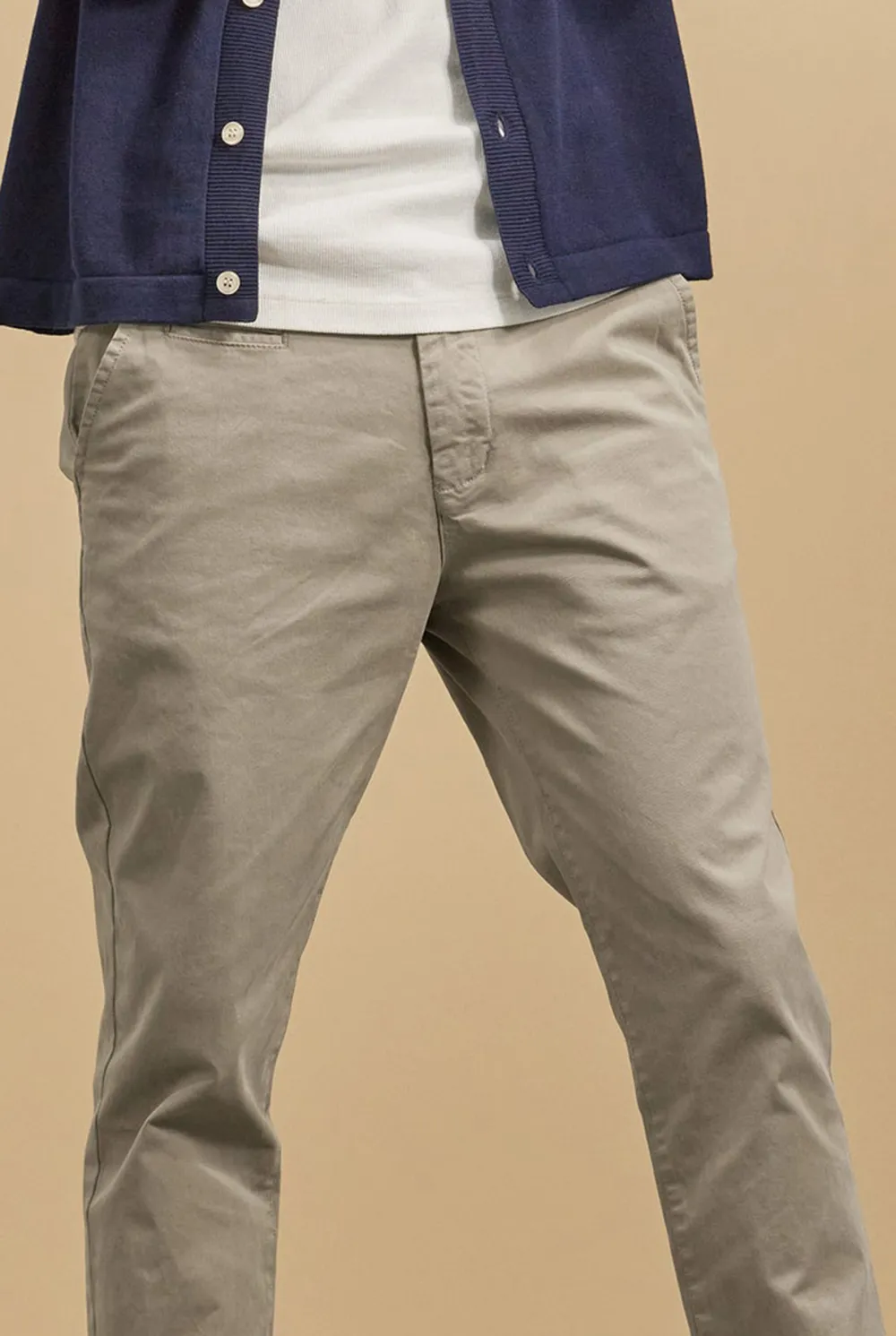 Slim Fit Stretch Cotton Blend Chino Trousers