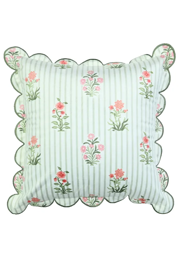 Printed Floral Striped Velvet Decorative Cushion Cover