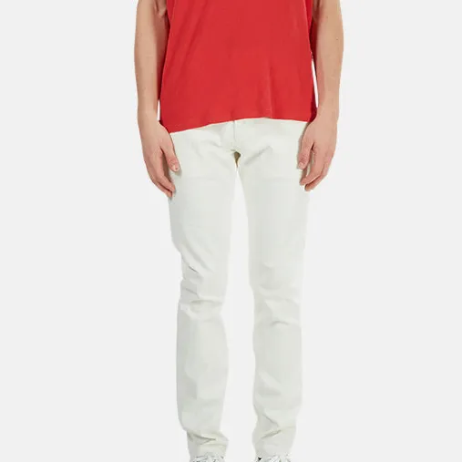 Cotton Leather Slim Jeans
