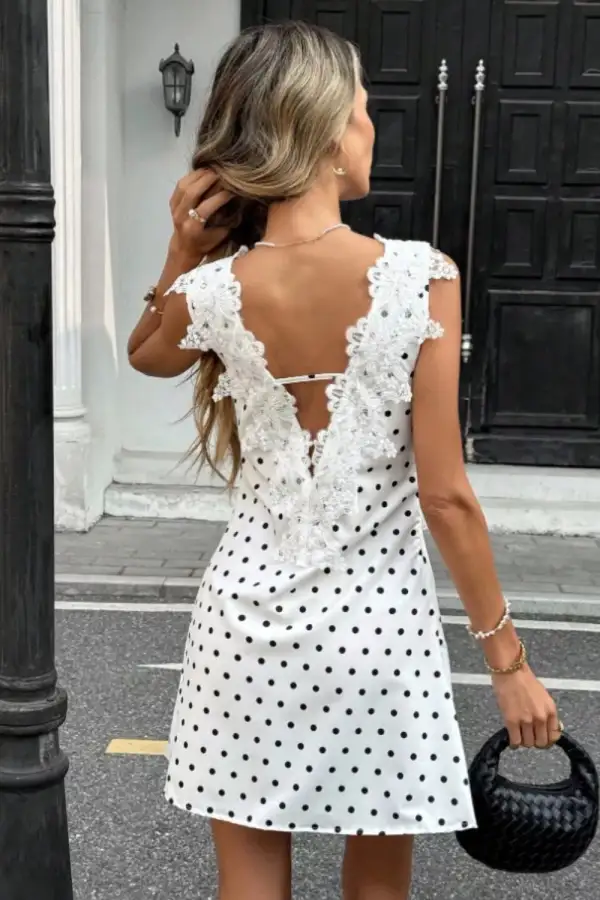 Lace Polka-Dot Mini Dress