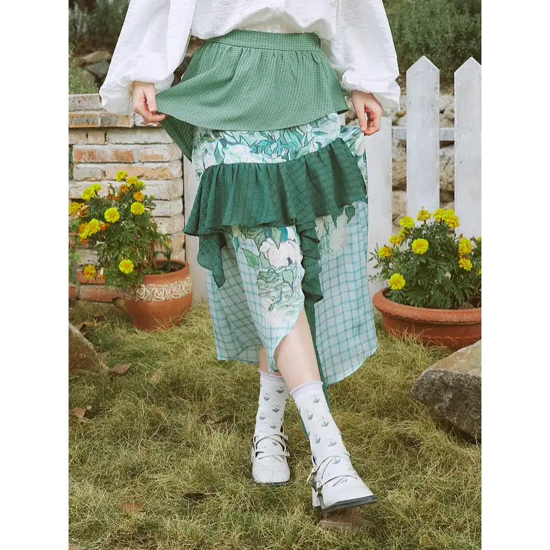 Roomy Daily Everyday Casual Checked Skirt
