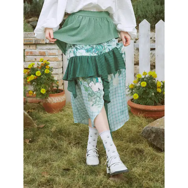 Roomy Daily Everyday Casual Checked Skirt