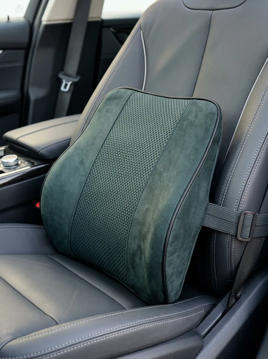 Mesh Suede-Texture Car Lumbar Support Pillow
