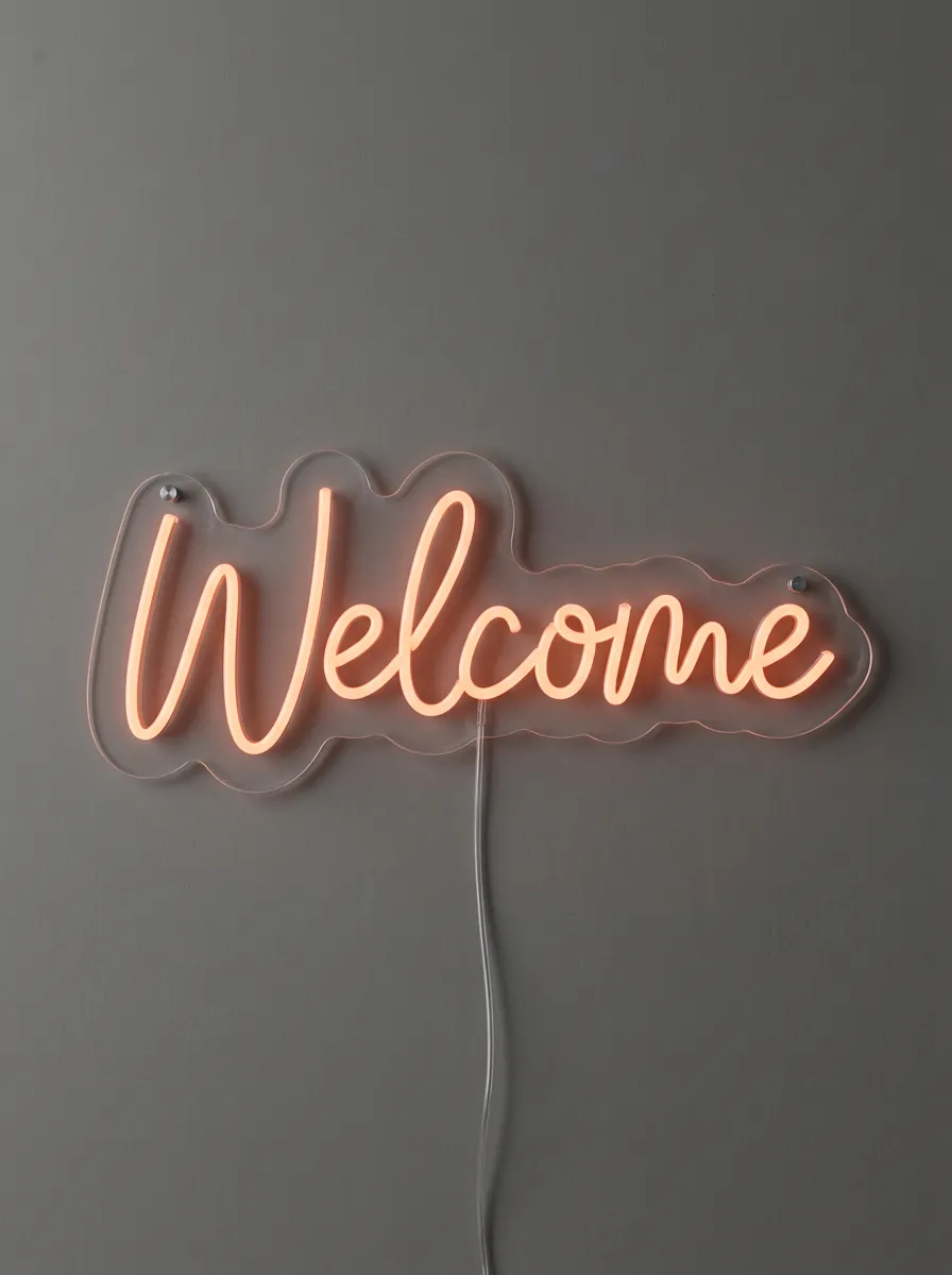 Practical Script Welcome Neon Sign
