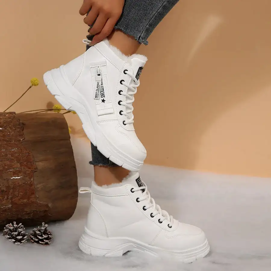 Lace Up Combat Boots with Fleece Line