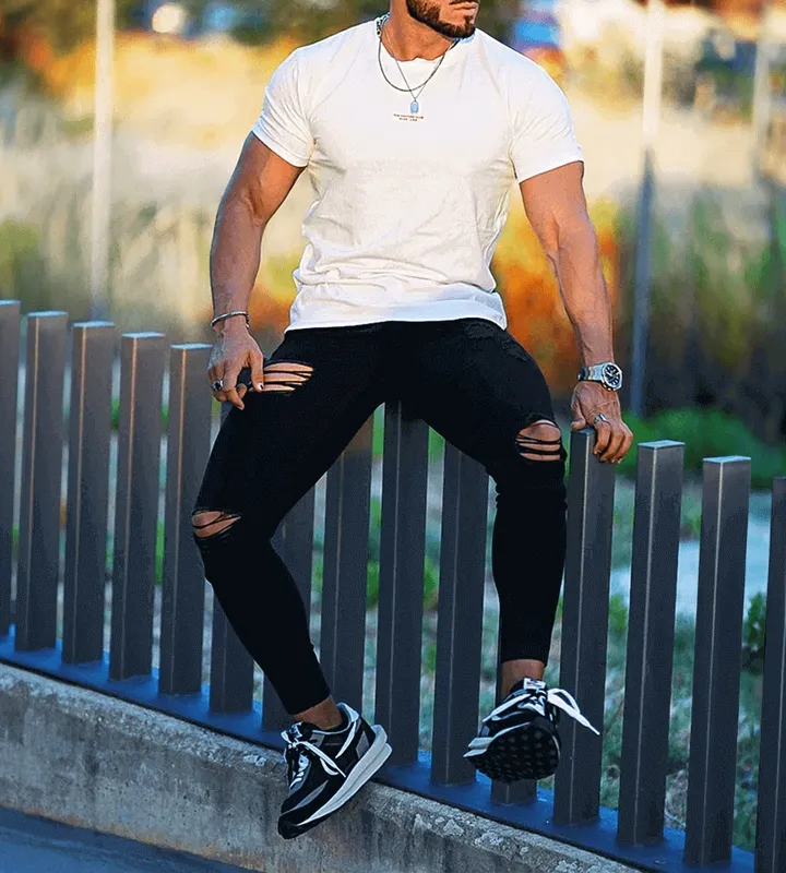Ripped Black Distressed Denim Jeans