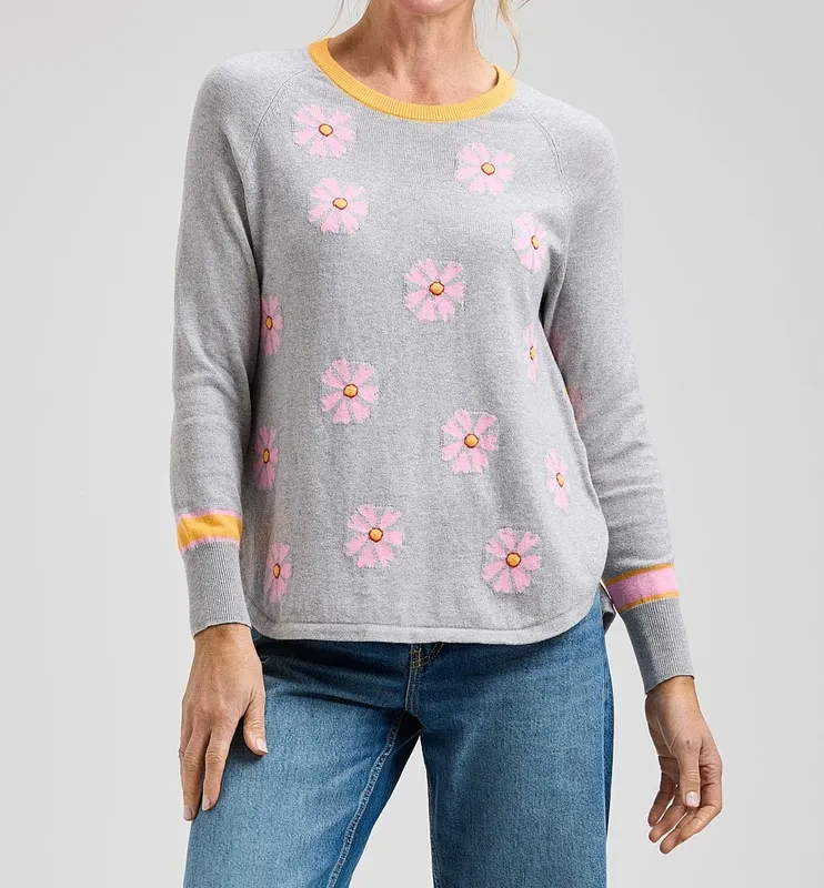 Cotton Cashmere Daisy Ribbed Sweater