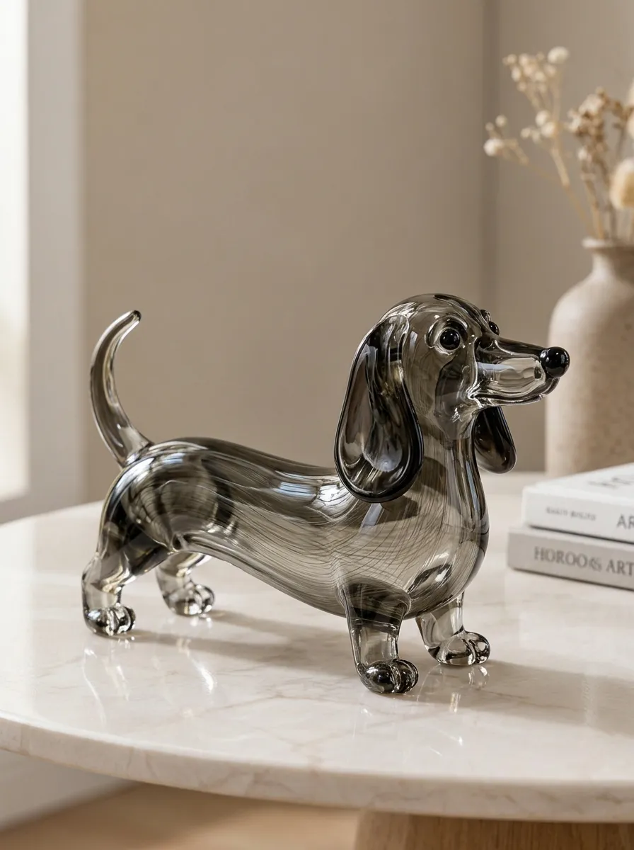 Smoky Tone Dachshund Glass Ornament