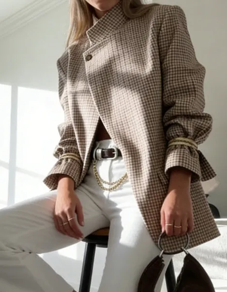 Structured Plaid Vintage Blazer